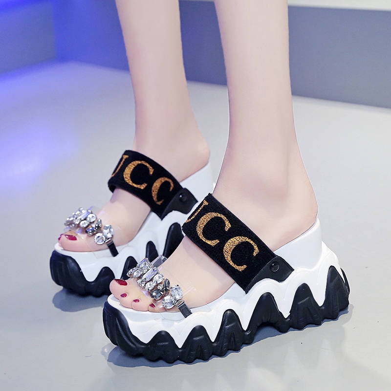 Dép Sandal Đế Xuồng Dày Cao Gót Phong Cách Mới Dễ Phối Đồ Cho Nữ