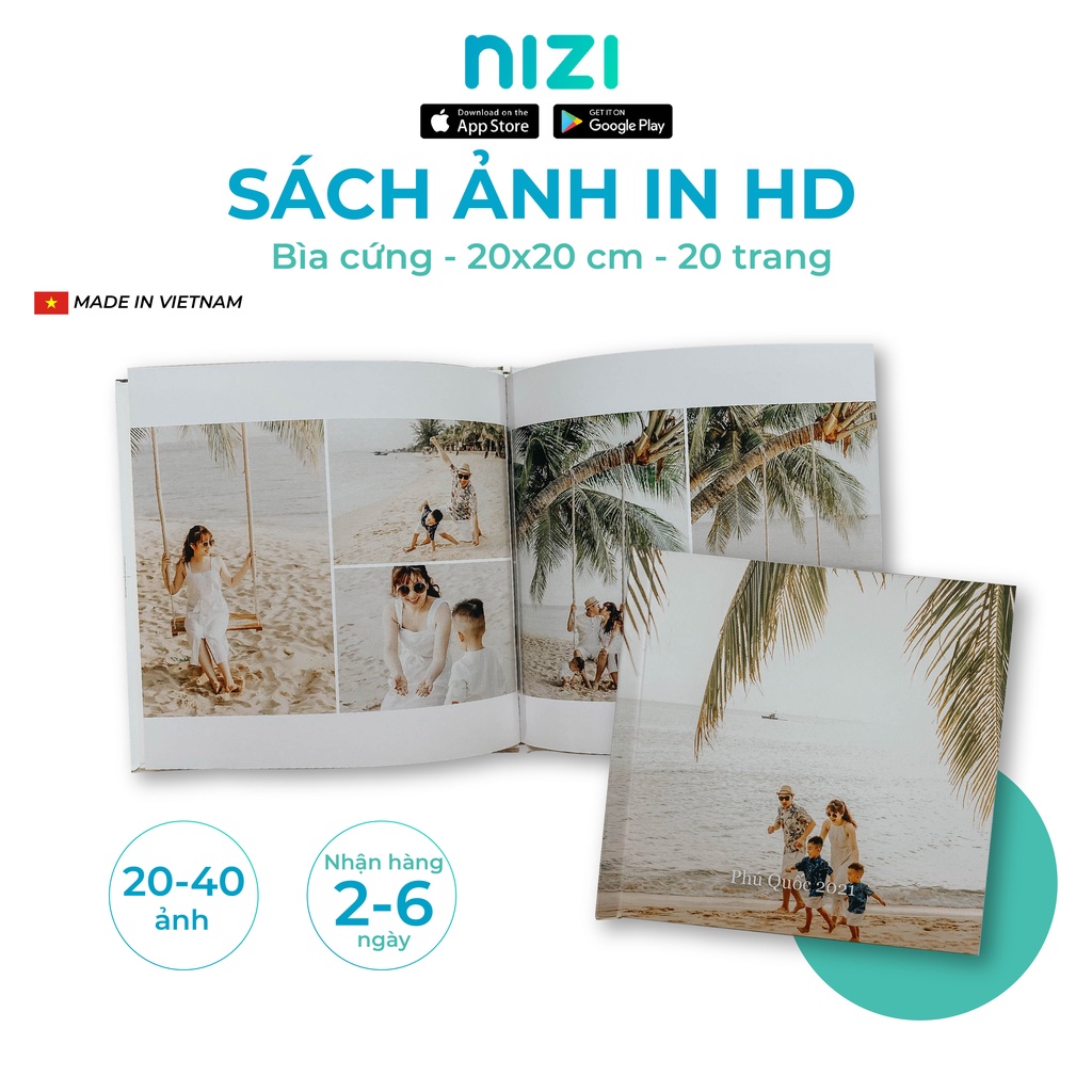 In sách ảnh theo yêu cầu bìa cứng 20 trang 20 x 20cm - In HD trên app NIZI