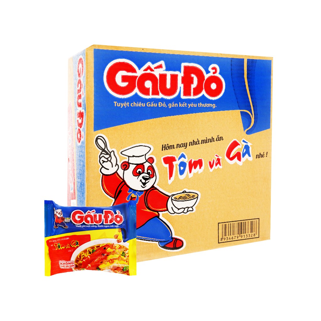 Thùng 30 gói mì Gấu Đỏ tôm và gà 63g | BigBuy360 - bigbuy360.vn