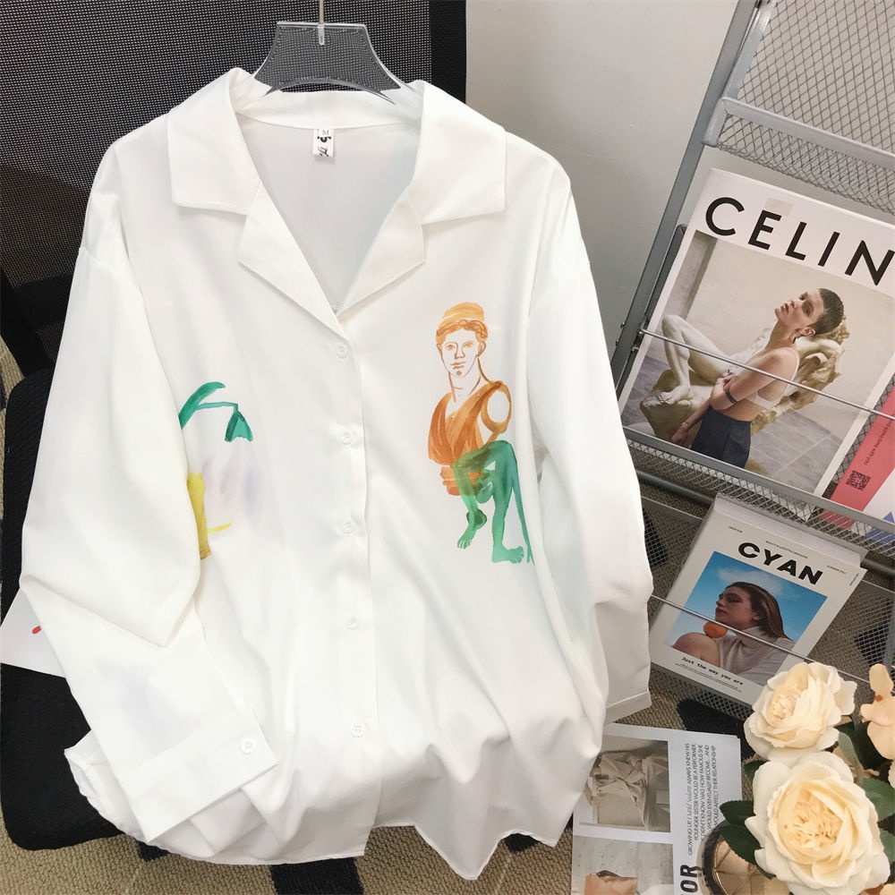 Áo Sơ Mi Dáng Rộng In Hoa Thời Trang Mùa Thu Dành Cho Nữ