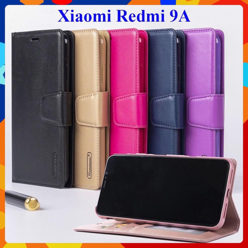 [FreeShip] Bao da dạng ví Xiaomi Redmi 9A hiệu Hanman cao cấp, ngăn đựng thẻ ATM tiền tiện lợi