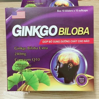 Ginkgo Biloba 240mg Bổ não, tăng cường tuần hoàn máu hiệu quả (Hộp 100 viên )
