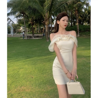 Đầm hai dây phối lưới thiết kế thanh lịch cho nữ