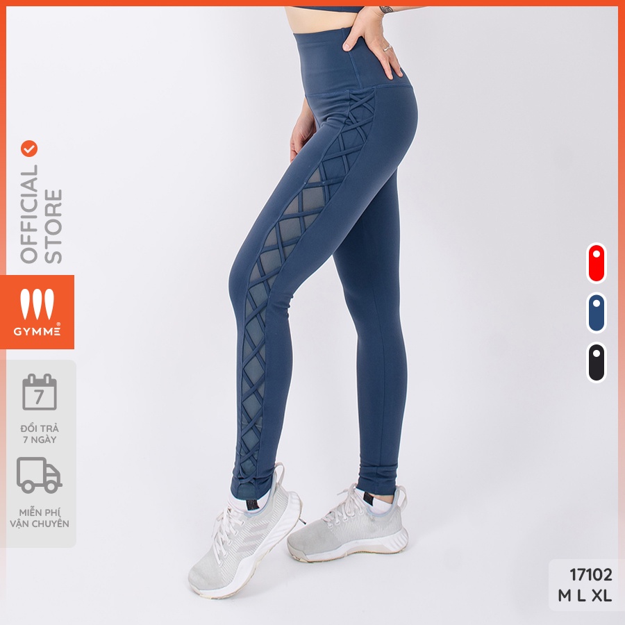 Quần legging thể thao nữ GYMME phối dây đan chéo bên sườn quyến rũ - 17102