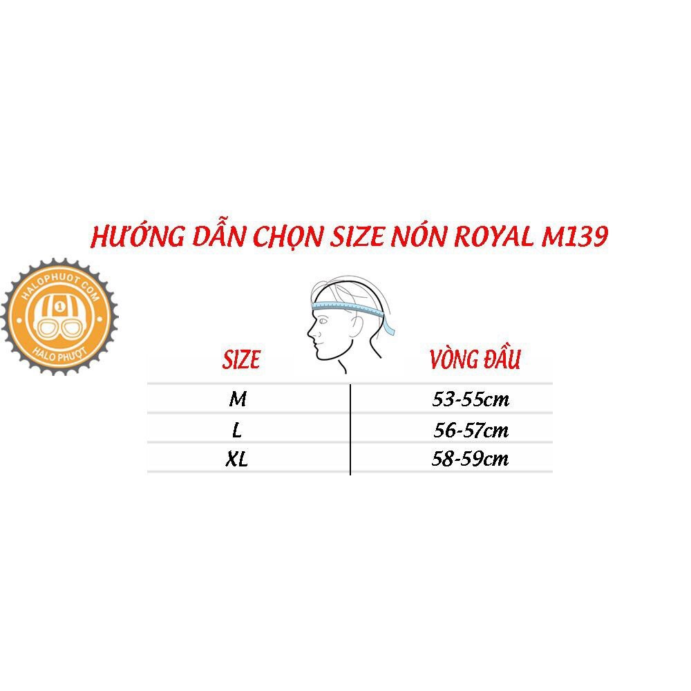 Mũ Bảo Hiểm 3/4 Royal M139 kính âm màu vàng cam bóng bảo hành 12 tháng