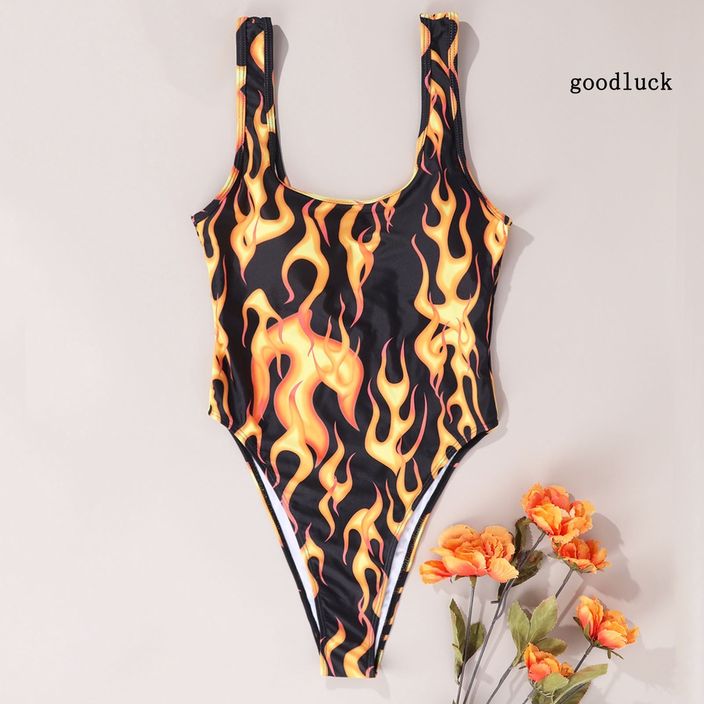 Bộ Đồ Bơi Bikini Họa Tiết Ngọn Lửa Nhiều Màu Sắc Gợi Cảm Cho Nữ