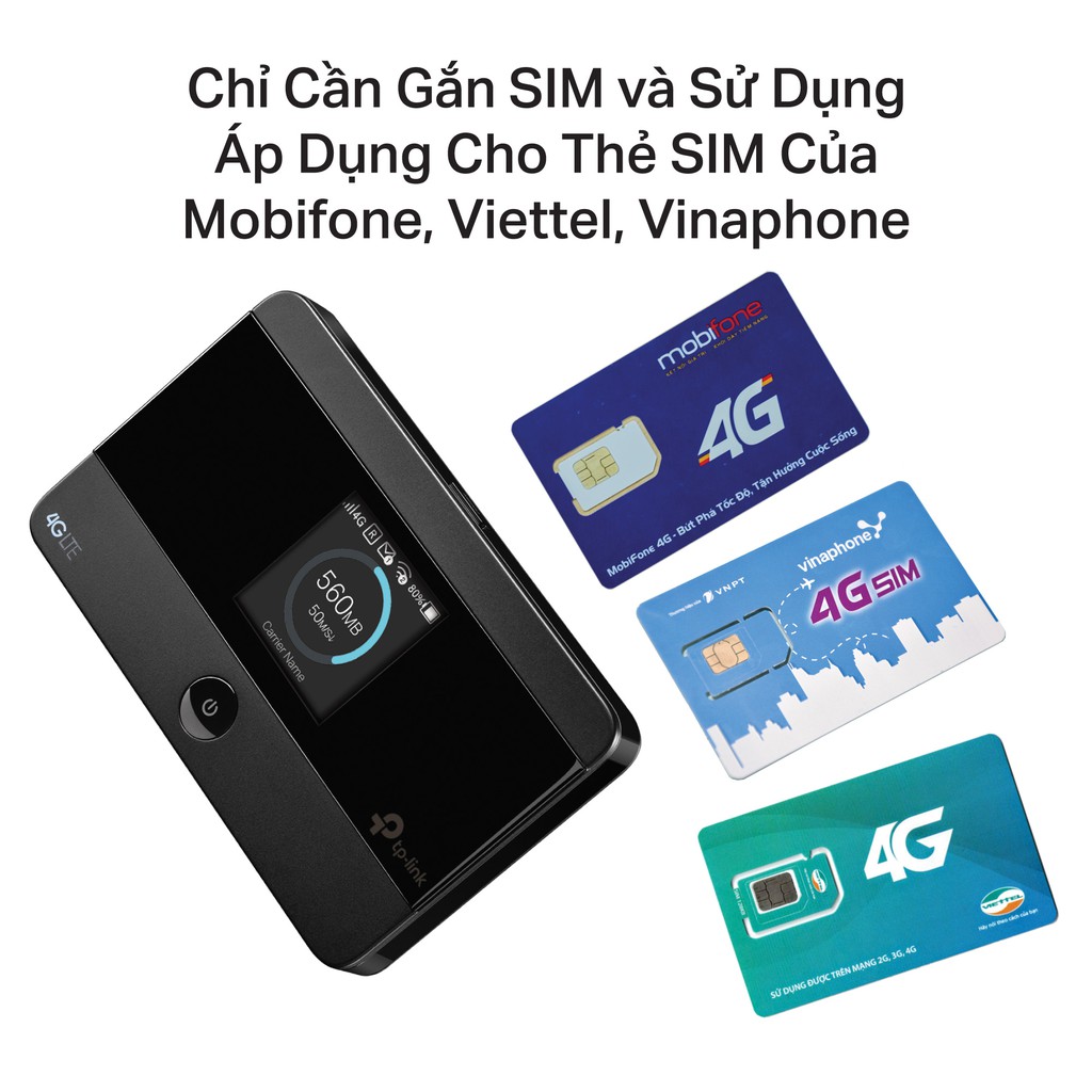 [Mã 11ELSALE hoàn 7% xu đơn 300K] Bộ Phát Wifi Di Động TP-Link M7350 3G/4G LTE 150Mbps