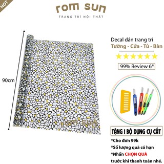 Khổ 90cm | decal dán kính ❣️đài loan❣️ giấy dán cửa kính mờ họa tiết sỏi gạch khổ 90cm