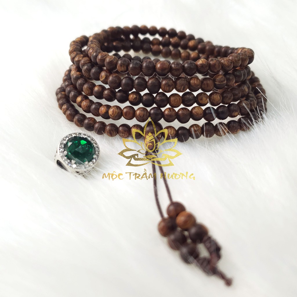 Vòng tay MTH JEWELRY Chuỗi Tràng Hạt 216 4mm Trầm Sánh Chìm MIX Bạc S925 CHARM (Xanh Lá) - Mộc Trầm Hương