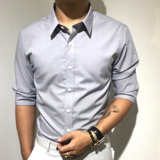 Áo sơ mi nam dài tay áo kiểu hàn quốc đẹp công sở Ghi Xám LSM0035