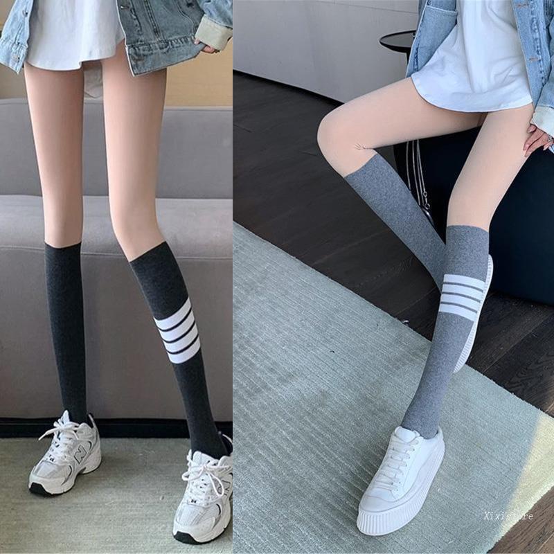 XIXI Quần Tất Lụa Mỏng Lưng Cao Co Giãn Họa Tiết Kẻ Sọc Gợi Cảm Cho Nữ