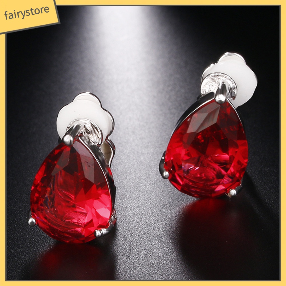 Bông Tai Đính Đá Hình Giọt Nước Thời Trang Cho Nữ