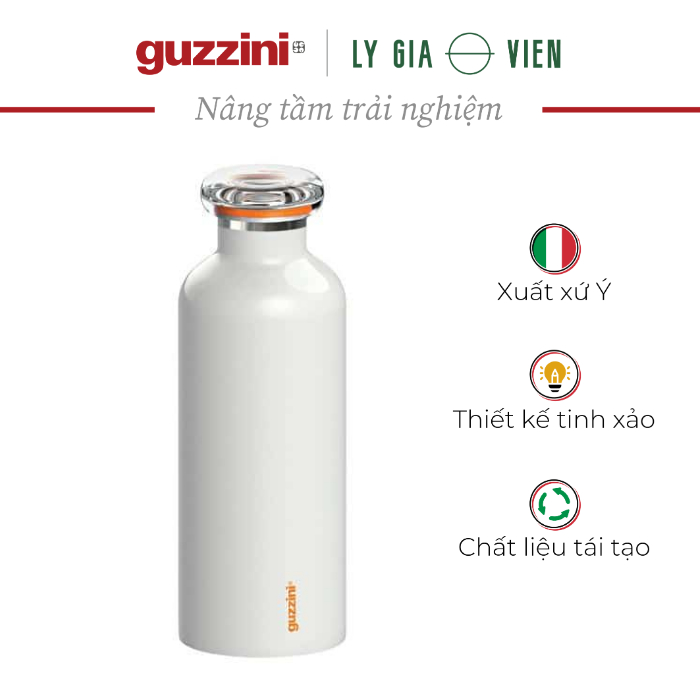 Bình Giữ Nhiệt Du Lịch Guzzini Thermal Travel Bottle On The Go 500cc - Thép Không Gỉ - Ngăn Không Khí, Chống Rò Rỉ