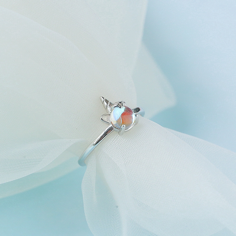 Exquisite Nhẫn đá pha lê hình kỳ lân xinh xắn cho nữ