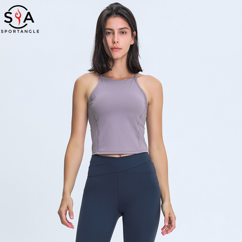 【Sportsangel】sports bra with pad yoga top fashion back sports vest removable chest pad breathable vest