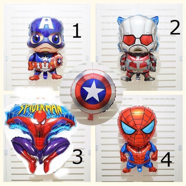 Bóng hình siêu nhân người nhện spiderman, bóng hình captain american,ironman,hulk sinh nhật