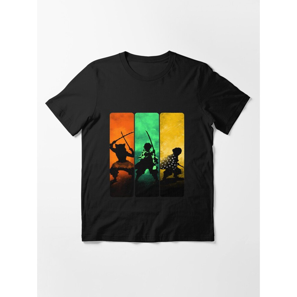 Áo thun phông đen in hình KIMETSU NO YAIBA THANH GƯƠM DIỆT QUỶ anime chibi xinh xắn