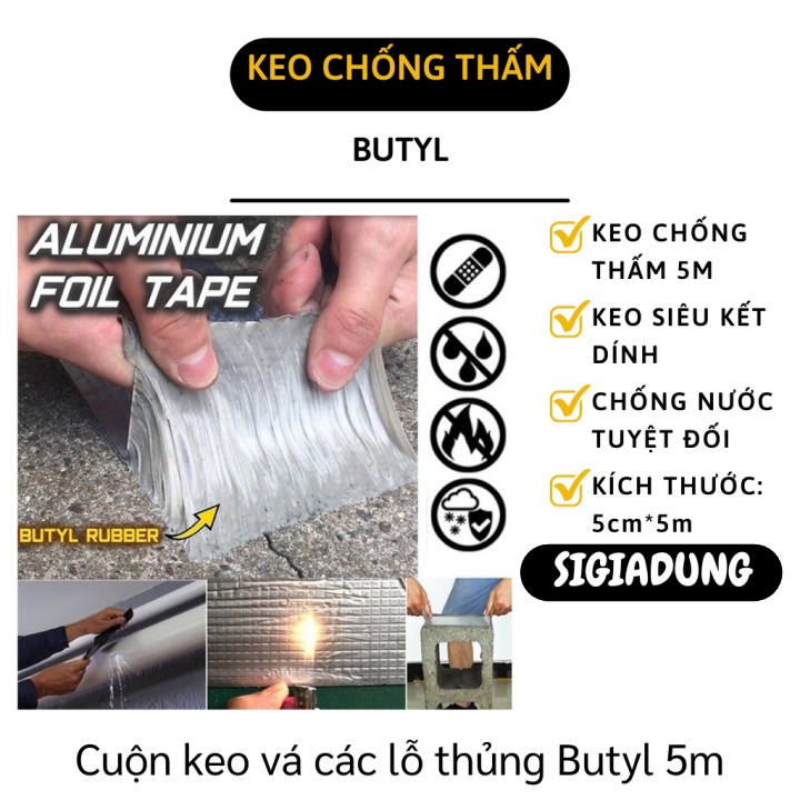 [SGD] Cuộn Băng Keo - Băng Keo Butyl 5m, Siêu Dính, Siêu Chống Thấm, Sửa Chửa Nhà Cửa 7442