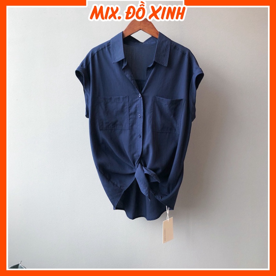 Sơ mi đũi nữ Hàn Quốc tay ngắn Thu Hà áo kiểu mặc đi làm đi chơi đi học đều xinh SMH.33