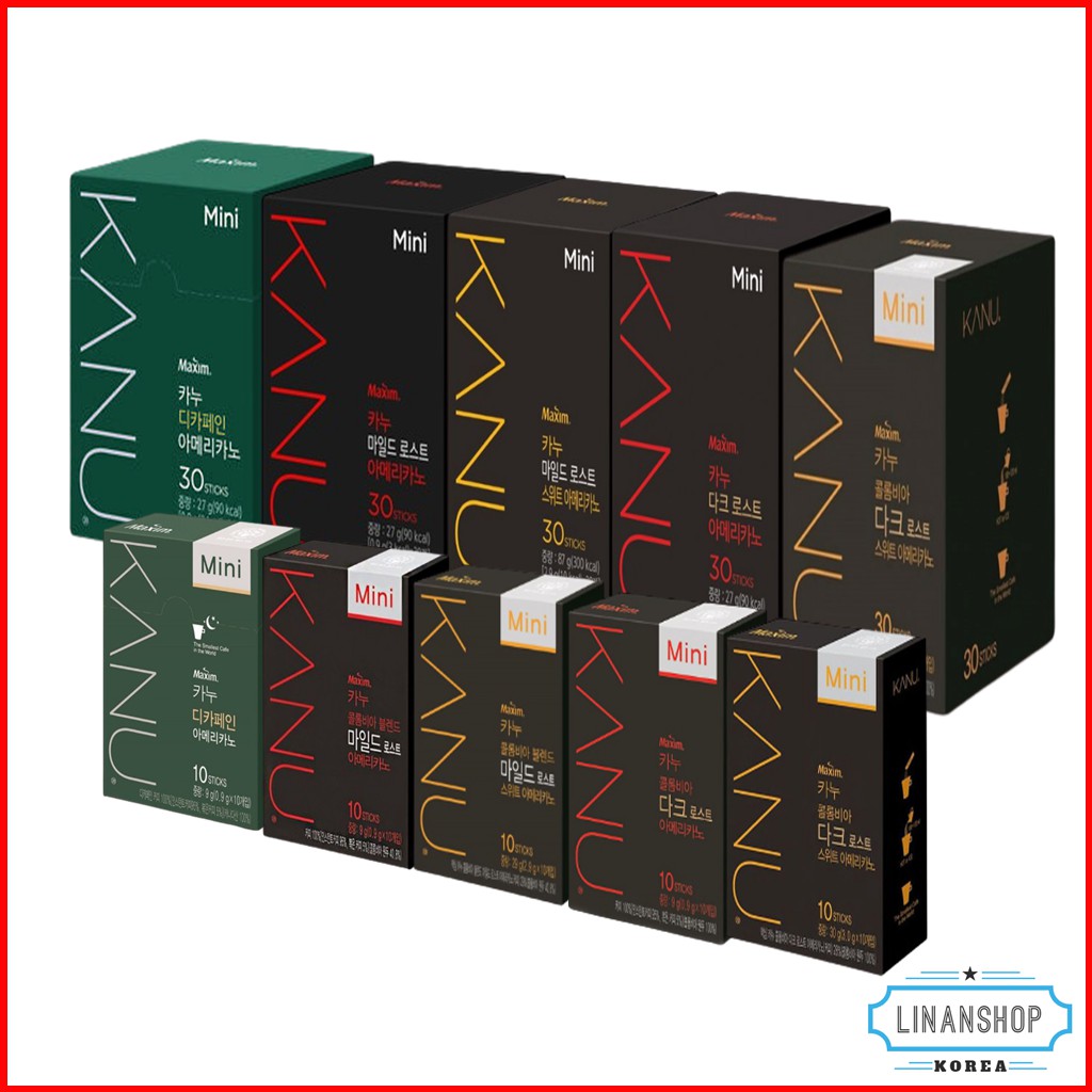 Cà phê hòa tan Americano MAXIM KANU Mini Nhẹ / Đậm / Không có cafein dạng thanh