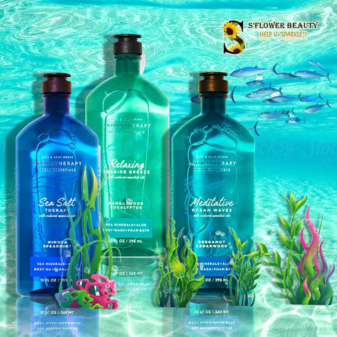 BST Ocean | Gel Tắm Thư Giãn Tạo Bọt Bath &amp; Body Works Aromatherapy Body &amp; Foam Wash - MEDITATIVE | RELAXING | SES SALT