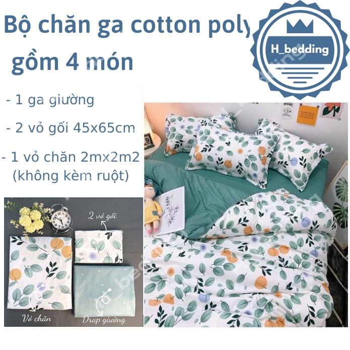 Bộ chăn ga gối cotton poly họa tiết cute,Bộ drap giường hàn quốc nhập kẩu