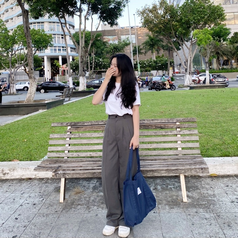 Túi tote vải trơn basic đủ màu vừa lap có túi trong chắc chắn