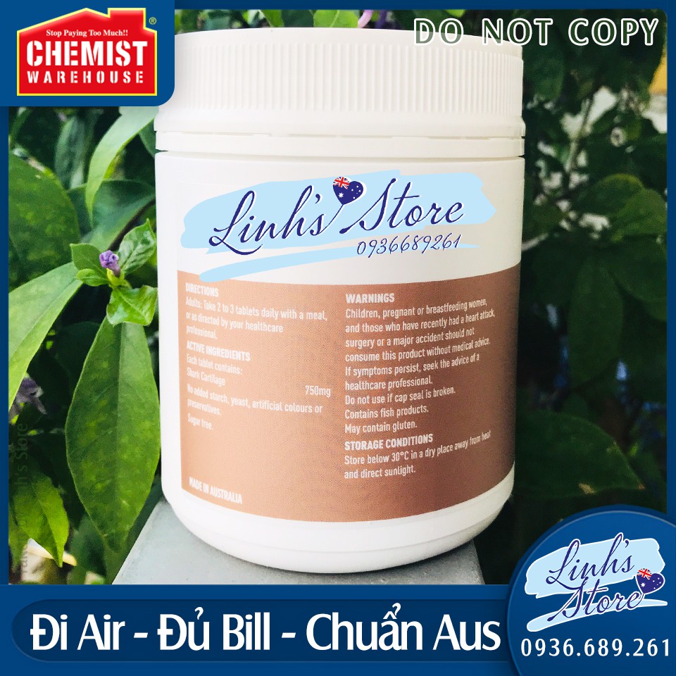 Sụn vi cá mập Healthy Care Shark Cartilage 750mg 200 viên - ÚC