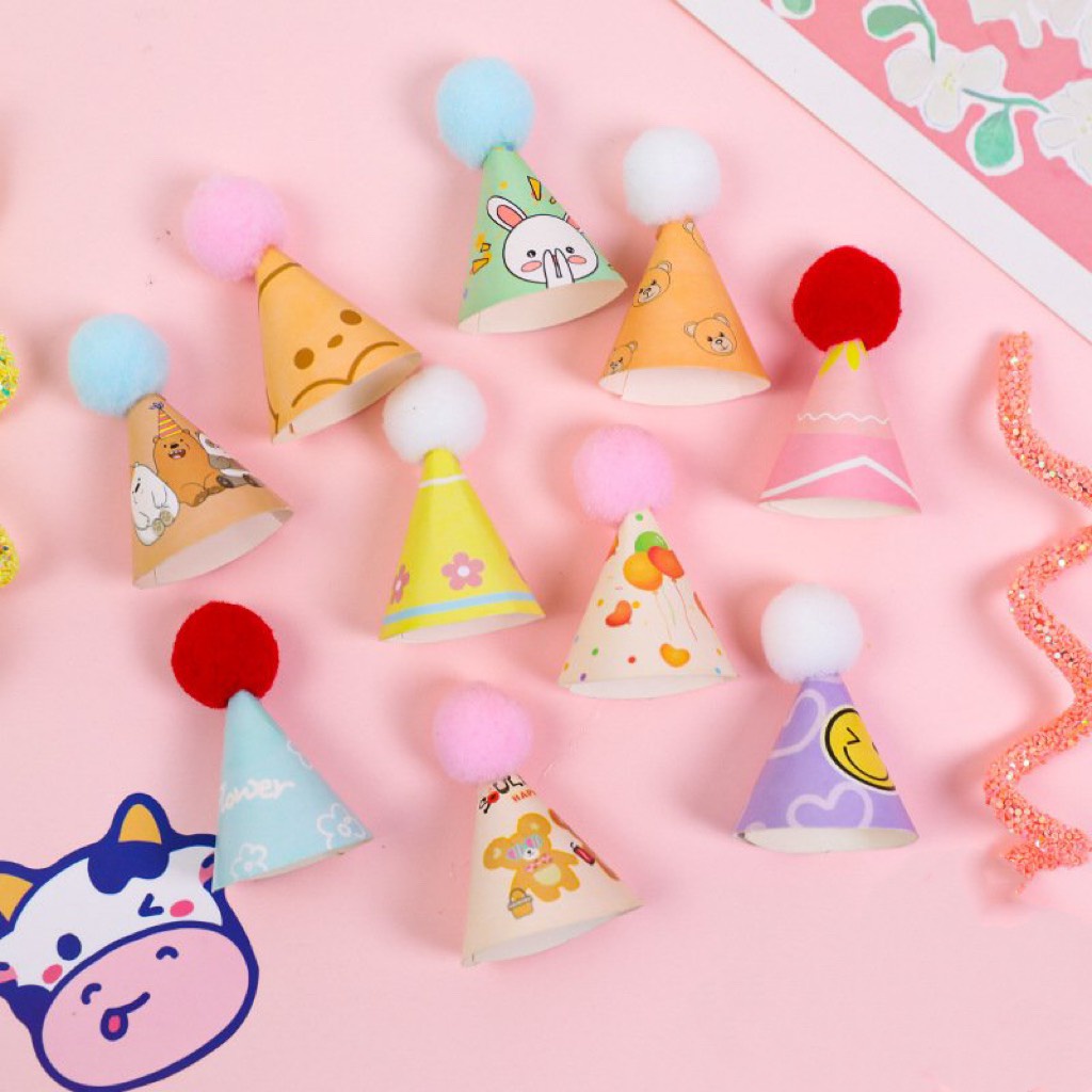 – Mũ bông mini  - Trang trí bánh sinh nhật bánh kem