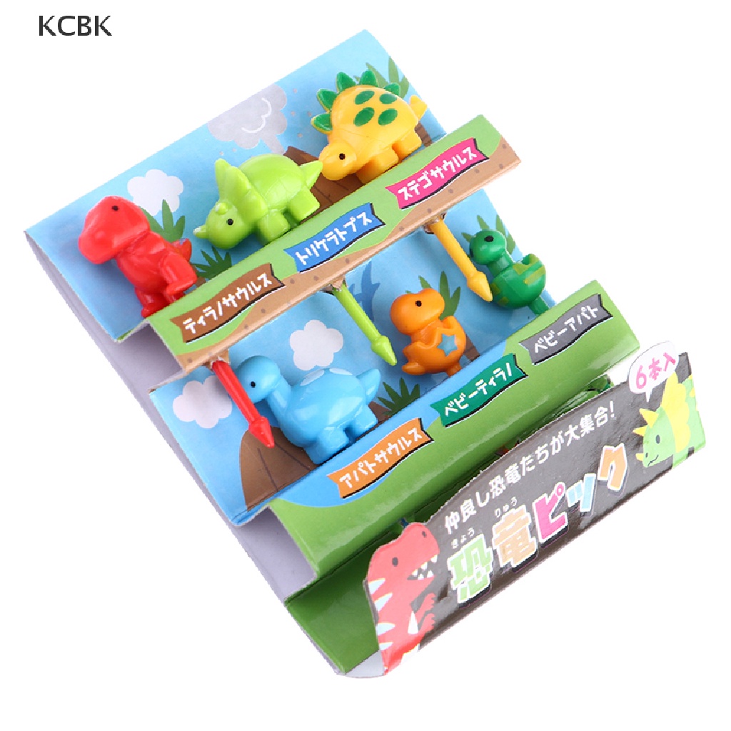 KC 6pcs/set dinosaur Mini Animal Cartoon Food Picks Children Snack Fruit Fork BK