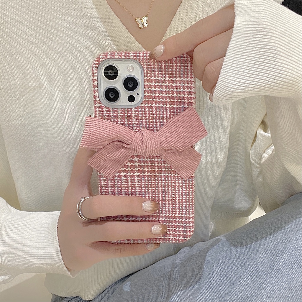 Ốp Điện Thoại Tpu Silicon Mềm Chống Rơi Phối Vải Lông Thêu Hình Bướm Cho iPhone 14 13 12 11 Pro XS Max XR 7 8 Plus
