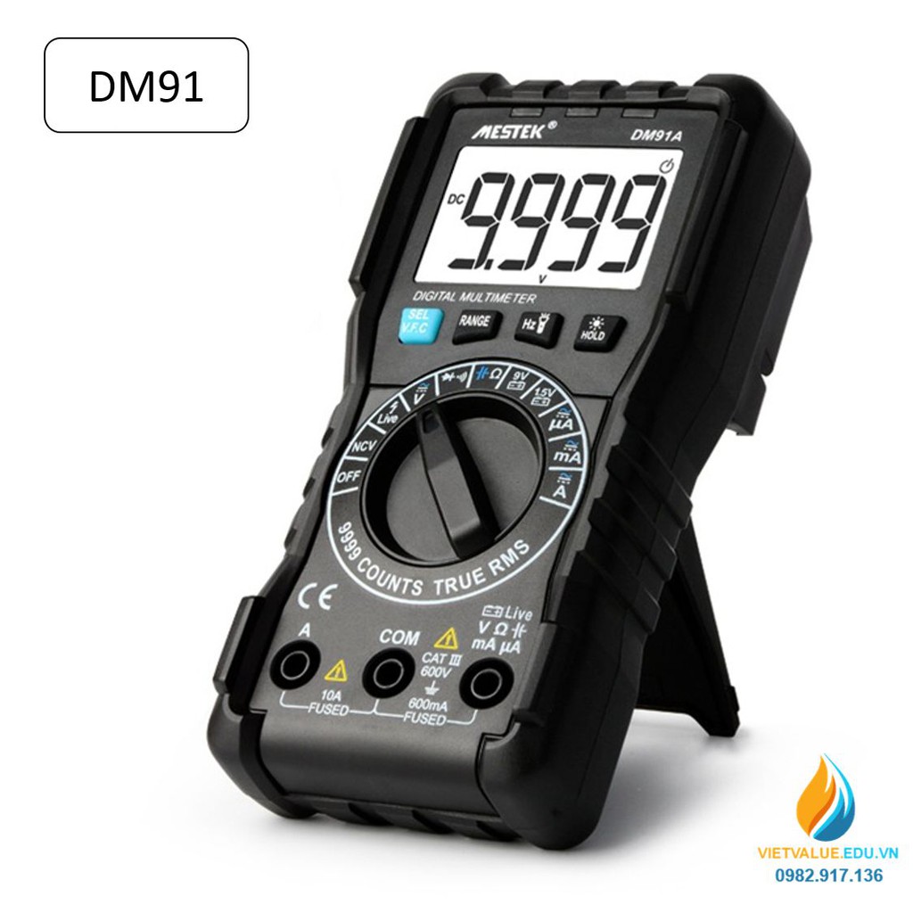 Đồng hồ vạn năng model DM91, hãng MESTEK, hiển thị LCD, độ chính xác cao + Công dụng đồng hồ điện đa năng DM91 MESTEK: -