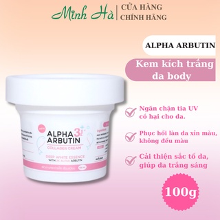 Kem dưỡng trắng da toàn thân Alpha Arbutin Collagen 3 plus Cream Deep White Essence 100g nâng tông và kích trắng