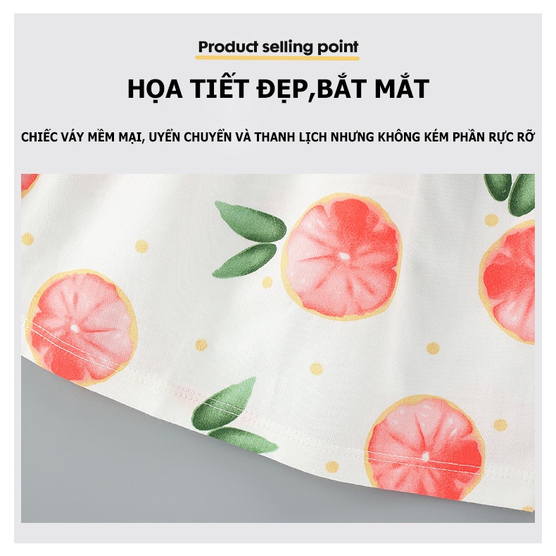 Váy đầm bé gái LAKUDO chất cotton thoáng mát đẹp họa tiết động vật phong cách Hàn Quốc