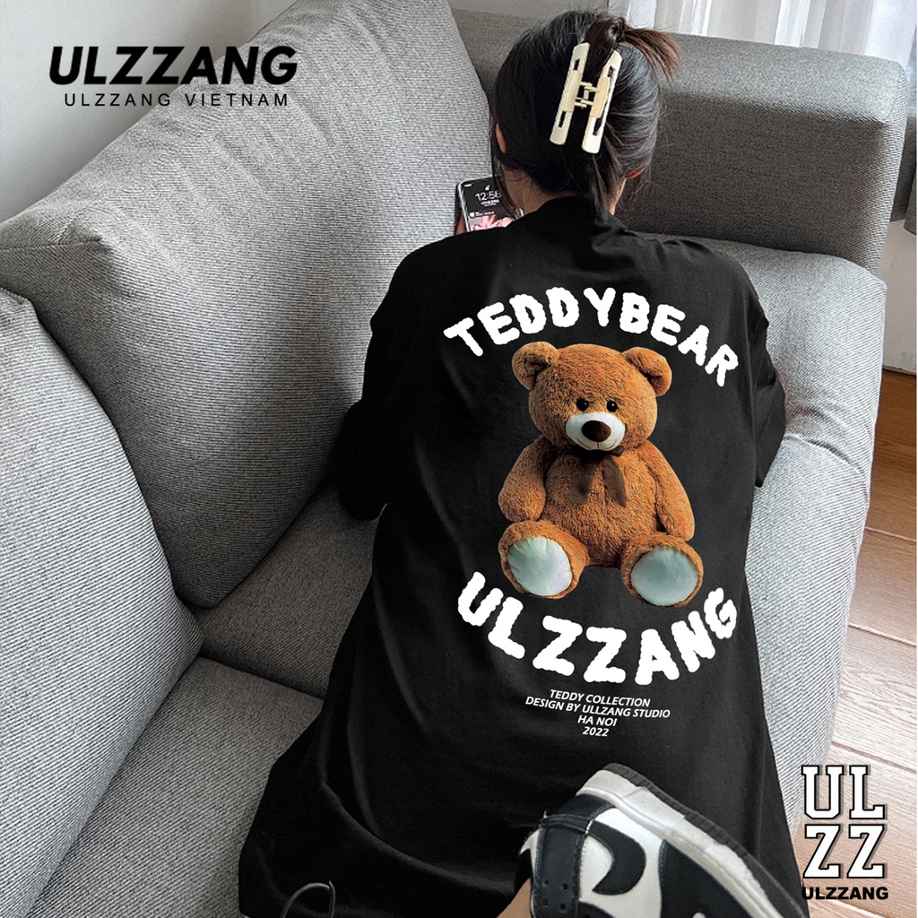 áo thun nữ Ulzzang form rộng dáng tay lỡ unisex teddy bear