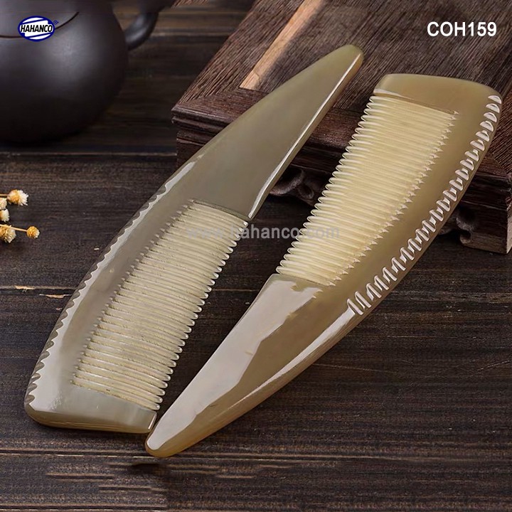 Lược sừng xuất Nhật VIP (Size: XXL - 22cm) Lược liềm chuôi dày cao cấp - COH159 - Horn Comb of HAHANCO