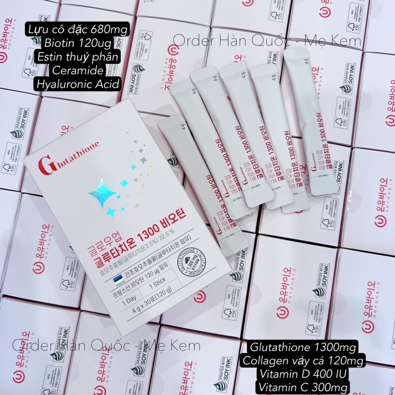 Bột uống truyền trắng chống nắng nội sinh Glutathione 1300mg On You Bio