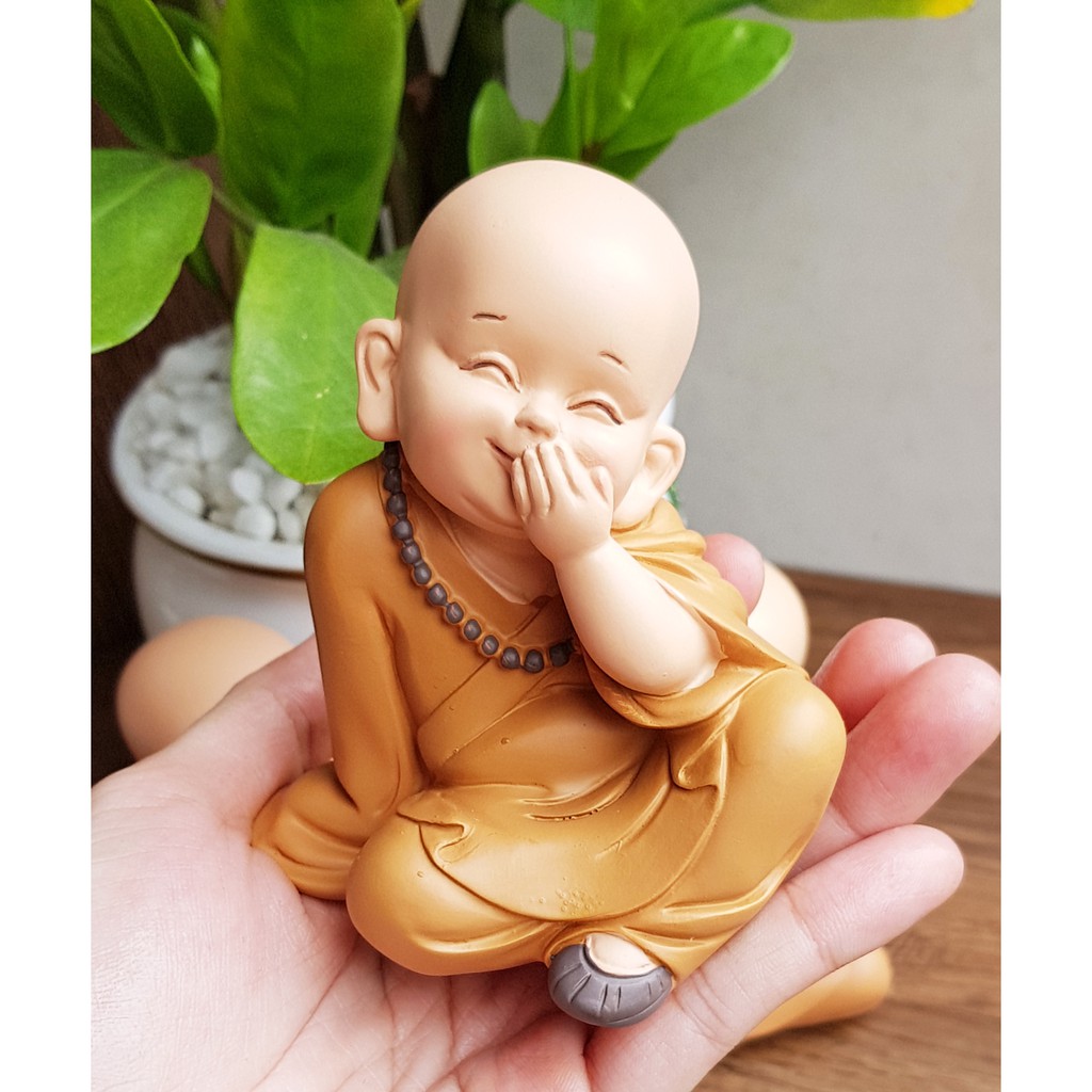 Bộ 03 tượng chú tiểu áo nâu - mẫu Tam Không 10cm | BigBuy360 - bigbuy360.vn