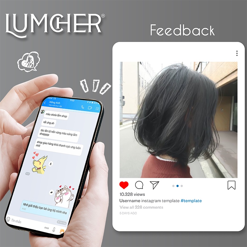 Thuốc nhuộm tóc Than Chì không tẩy tại nhà chính hãng Lumcher LC08
