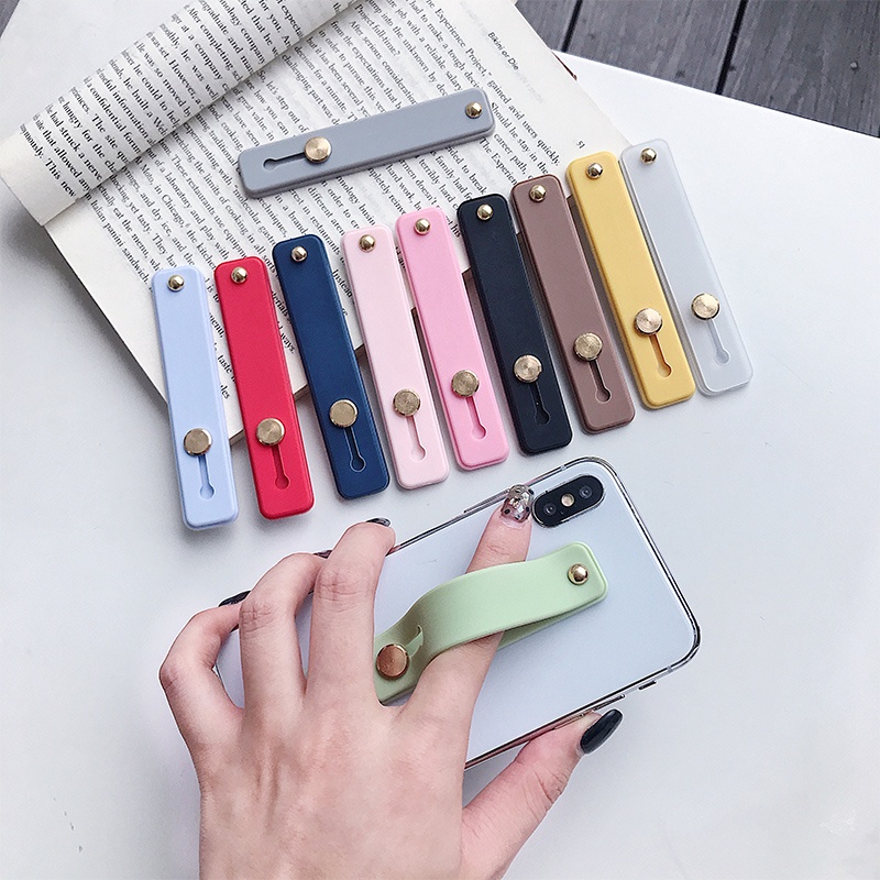 Giá Đỡ Điện Thoại Chống Rơi Bằng Silicon Màu Trơn Có Miếng Dán Đẩy Và Tay Cầm Thông Dụng