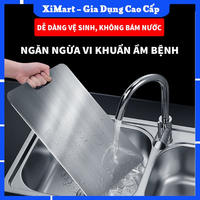 Thớt Inox 304 Cao Cấp Không Gỉ, Chống Ẩm Mốc, Kháng Khuẩn - Thớt Cường Lực Dày 0,206cm Nặng 1,1Kg - XiMart