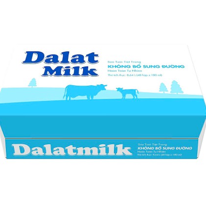 THÙNG 48 HỘP 180ML SỮA TƯƠI TIỆT TRÙNG ĐÀ LẠT (DALAT) MILK (48 hộp x 180ml)