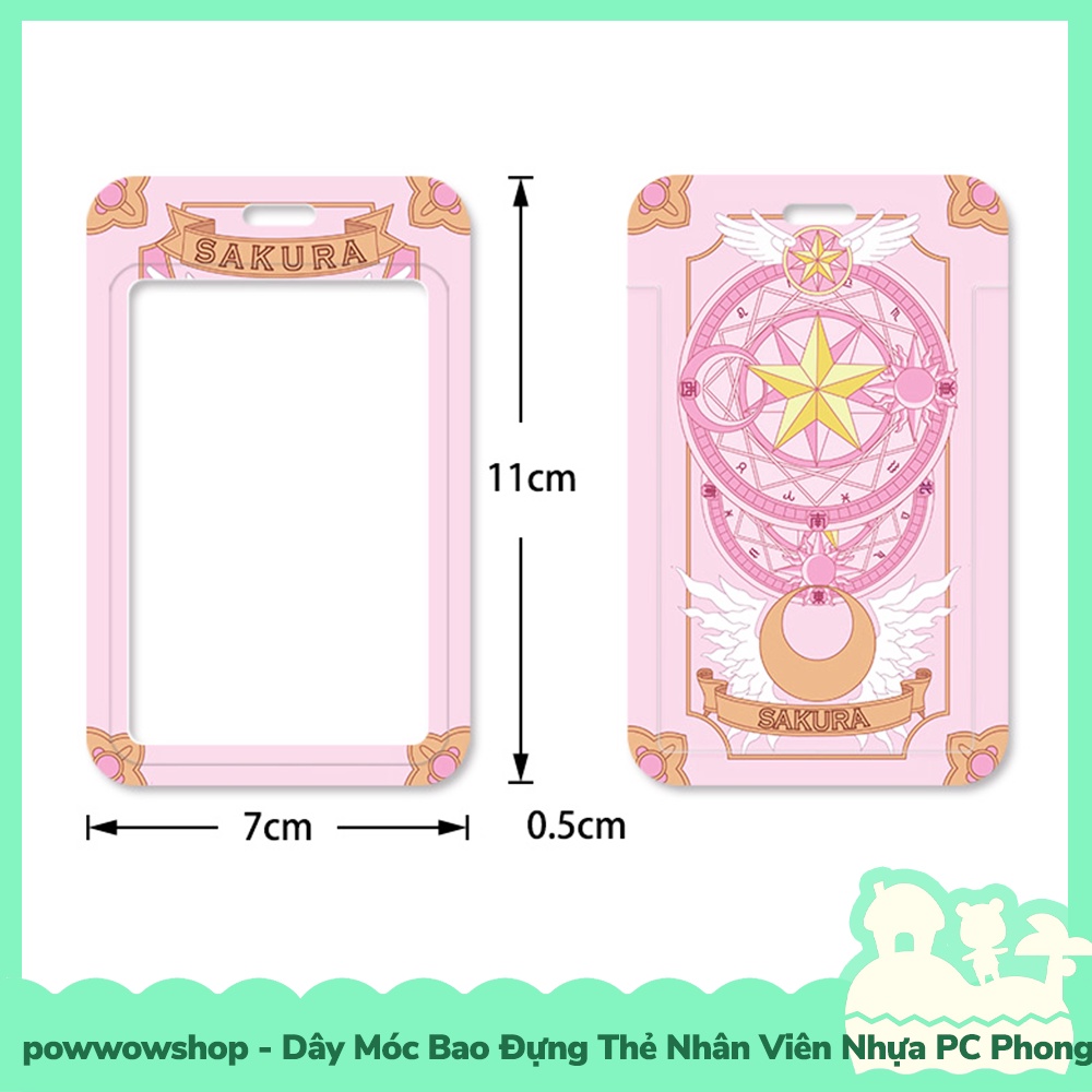 Dây Móc Bao Đựng Thẻ Nhân Viên Nhựa PC Phong Cách Anime Manga Sakura Anh Đào