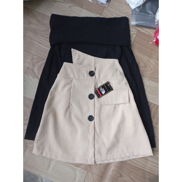 SET ÁO BỆT VAI KÈM CHÂN VÁY NHUNG ( hàng có sẵn )  ALOHASHOP91