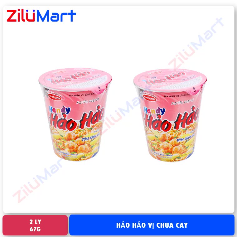 Mì Hảo Hảo ly Handy tôm chua cay (combo 2 ly) loại 67g