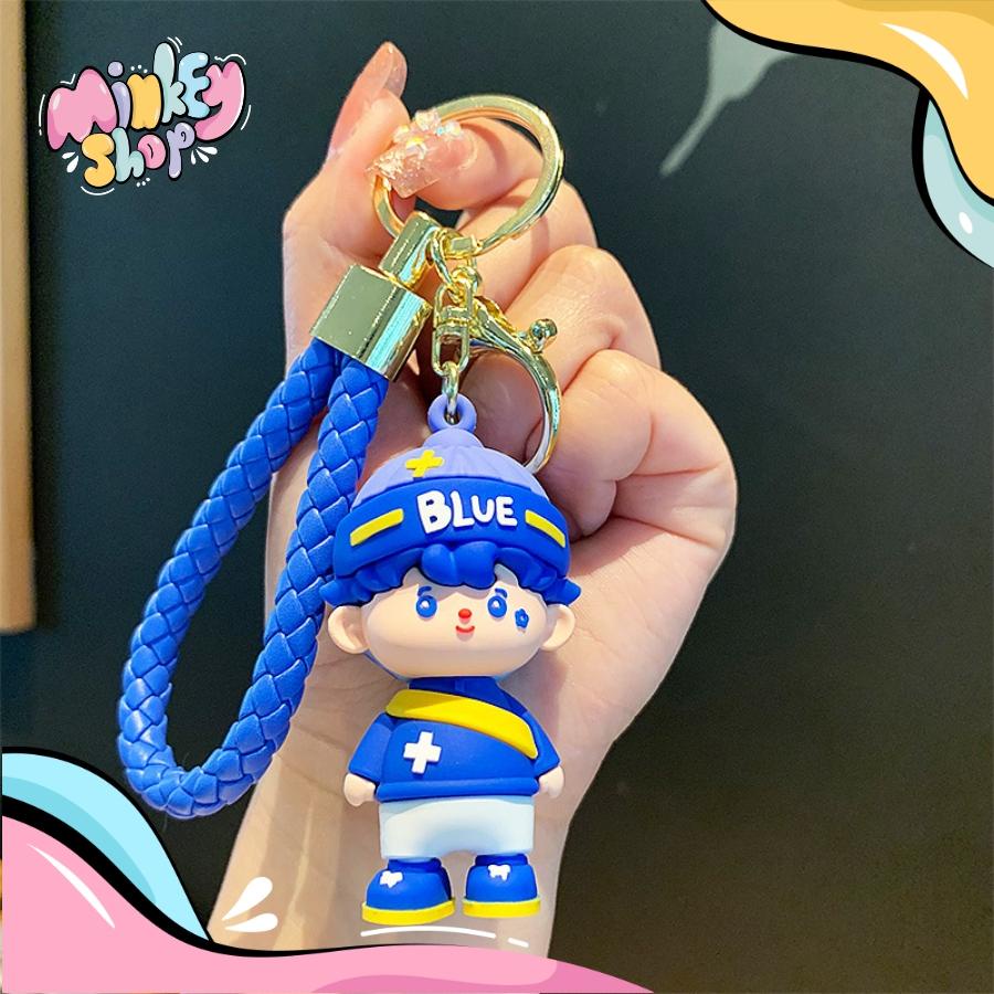 Móc khóa đẹp hình bé trai bé gái BLUE dễ thương, phụ kiện ô tô, túi xách, ba lô Cute -Minkey