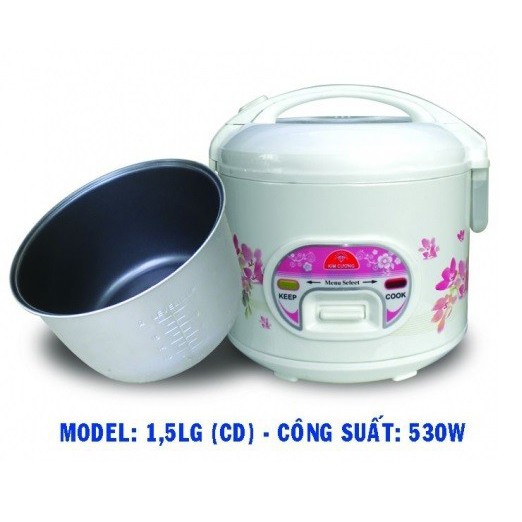 NỒI CƠM ĐIỆN KIM CƯƠNG NẮP GÀI 1.5 LÍT