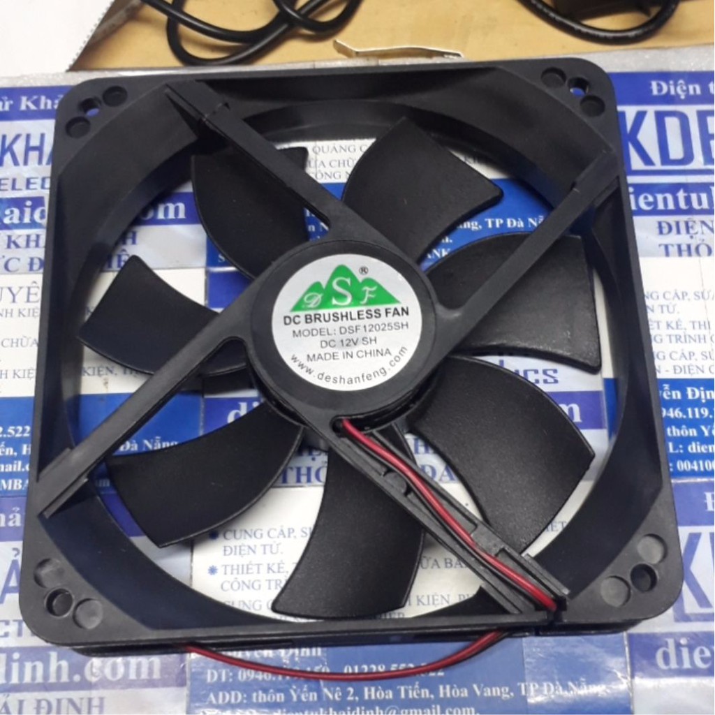 quạt hút, quạt tản nhiệt DC brushless fan 12VDC 12025 12x12x2.5cm kde4595