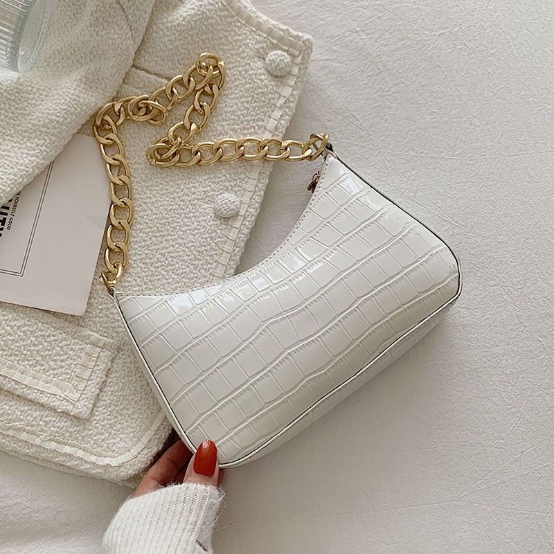 Túi đeo vai họa tiết da cá sấu thời trang mùa thu cho nữ 2021