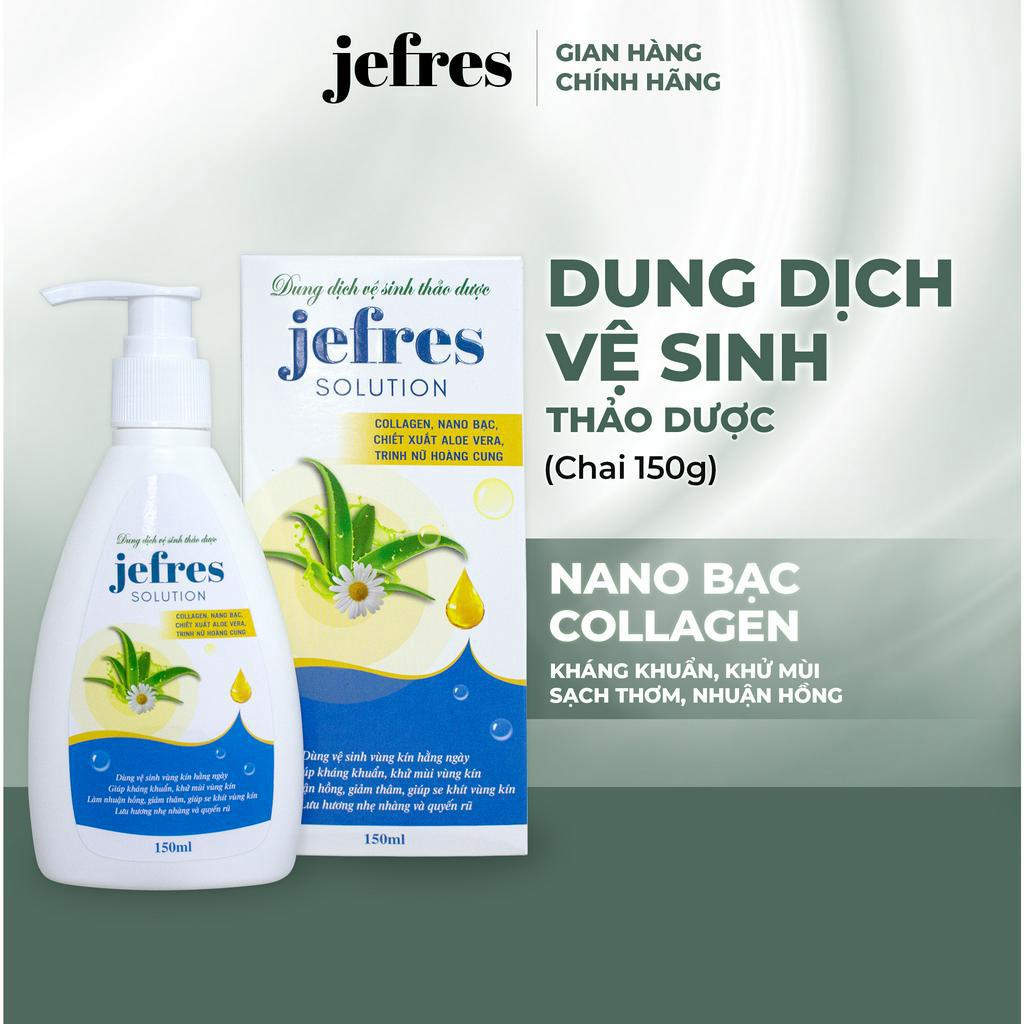 Dung dịch vệ sinh phụ nữ Jefres dưỡng ẩm vùng kín, khử mùi kháng khuẩn, làm hồng, se khít 150ml